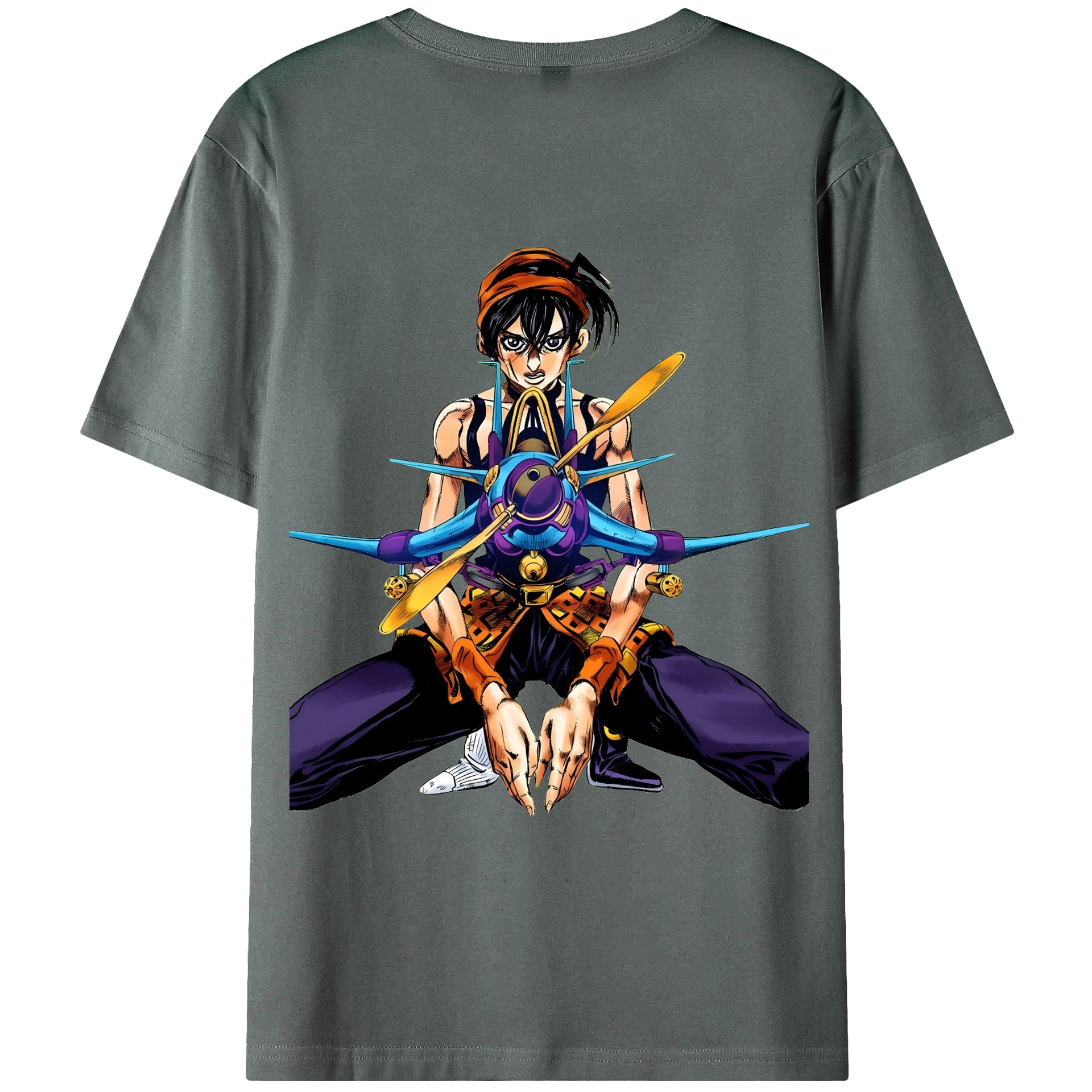 （画像用） ジョジョの奇妙な冒険 ナランチャ?ギルガ JoJo's Bizarre Adventure Narancia Ghirga 綿100％ メンズ半袖Tシャツ（バックプリント） 通気性